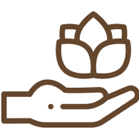 Brown hand and lotus symbol